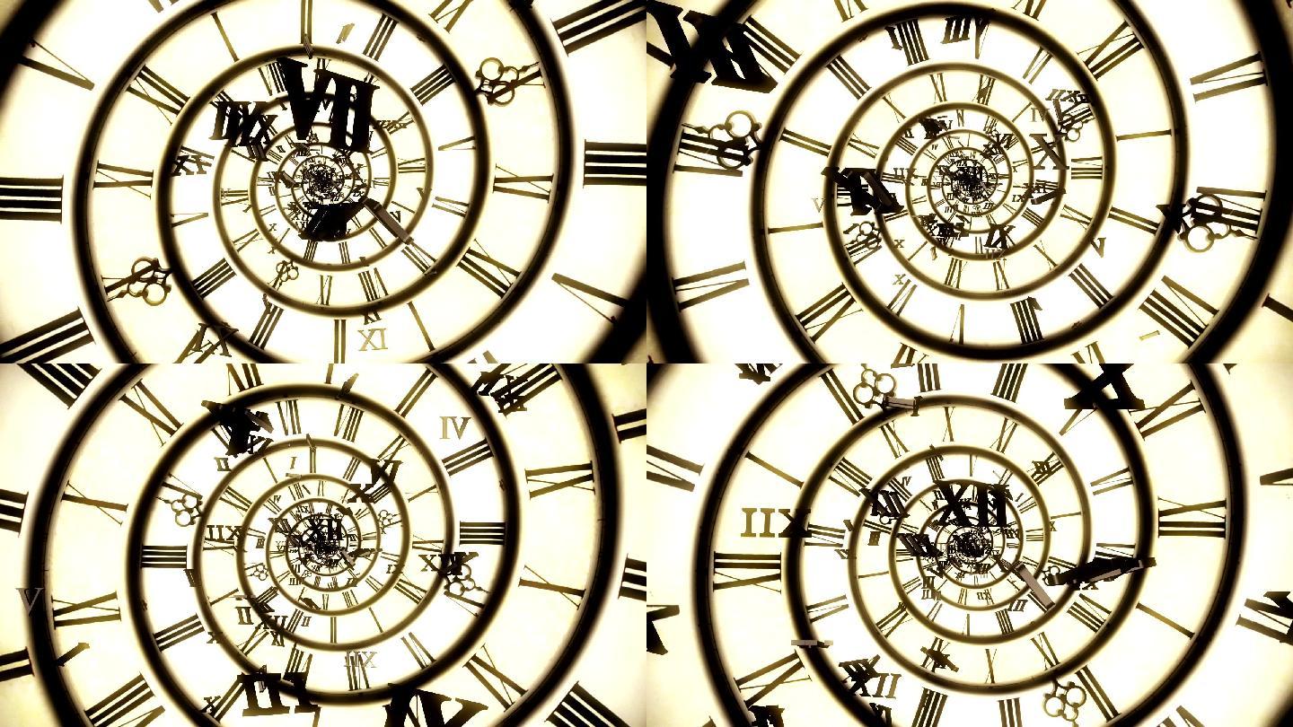 螺旋复古时钟动画地产创意机械钟表艺术手表