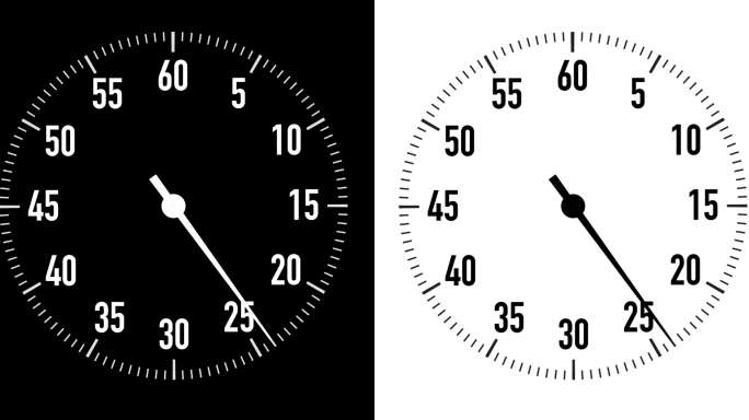 黑白背景双60秒倒计时秒表图案