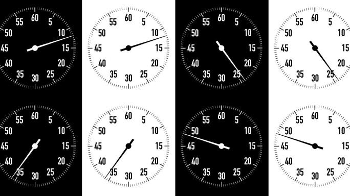黑白背景双60秒倒计时秒表图案