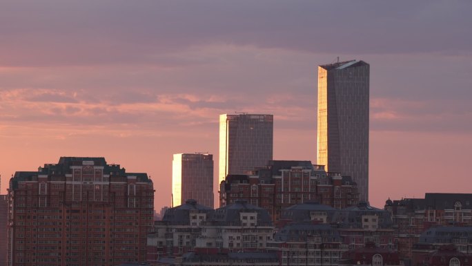 城市  傍晚 黄昏 夕阳 日落