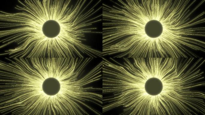 4K金色线条能量粒子能量环能量圈出现消失