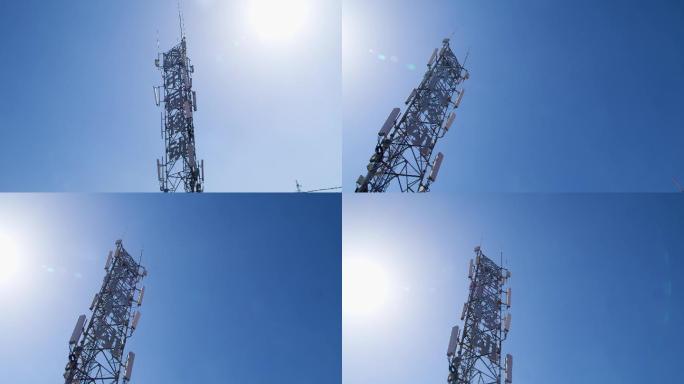 中国移动4G5G通讯基站仰拍大景