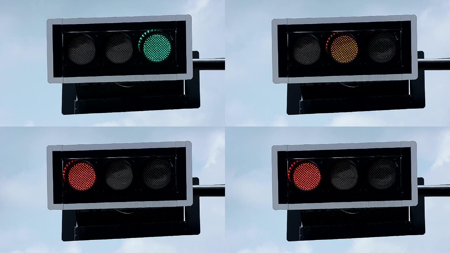 交通灯实拍视频特写镜头十字路口
