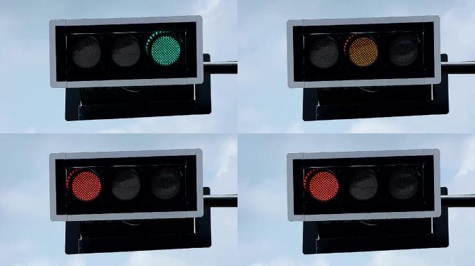 交通灯实拍视频特写镜头十字路口