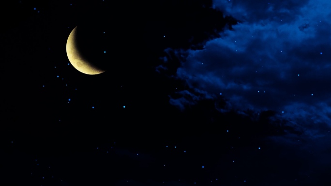 【HD天空】明月弯月唯美新月金月夜云月光