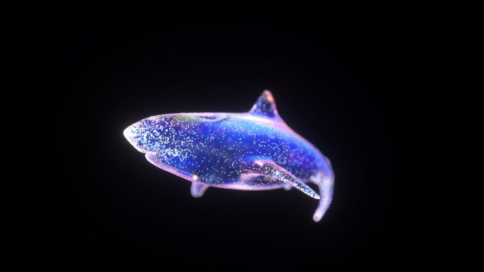 赛博朋克游动的鲸鱼海豚裸眼3D全息