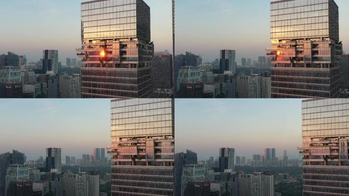 深圳城市建筑阳光反射航拍空镜