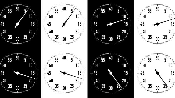 黑白背景双30秒倒计时秒表图案