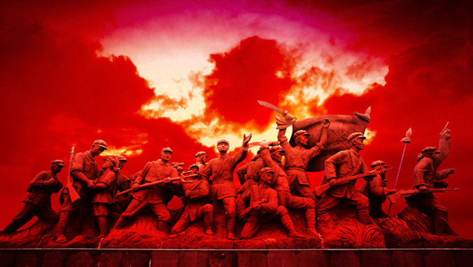 红色雕塑视频背景 循环背景