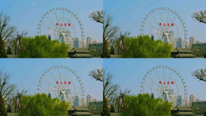 天津城市网红旅游地标水上公园摩天轮