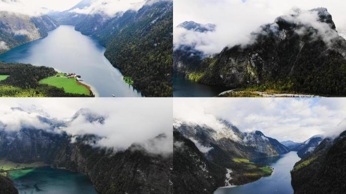 4K航拍阿尔卑斯山脉国王湖