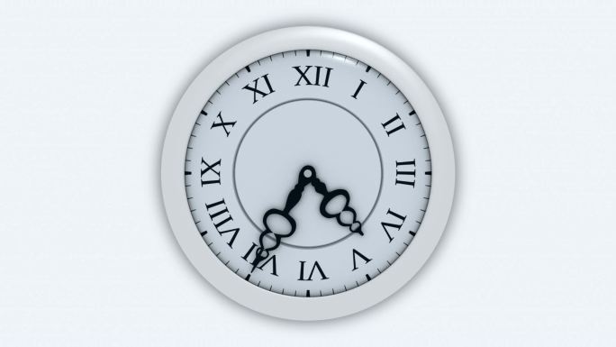 时钟的3D动画钟表挂钟时光流逝时针秒针