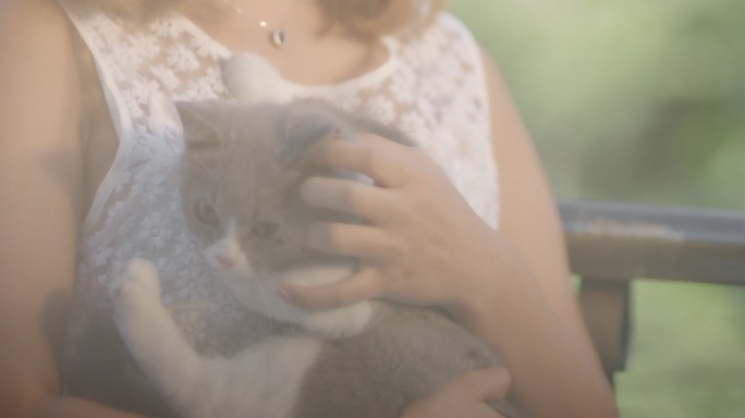 女孩抱猫