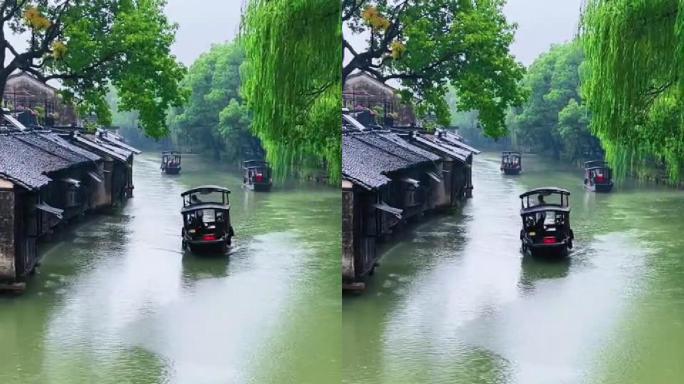 江南小镇风景蒙蒙细雨小桥流水烟雨乌篷船1