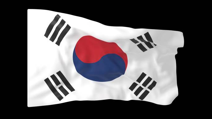 韩国 韩国国旗飘 带Alpha通道