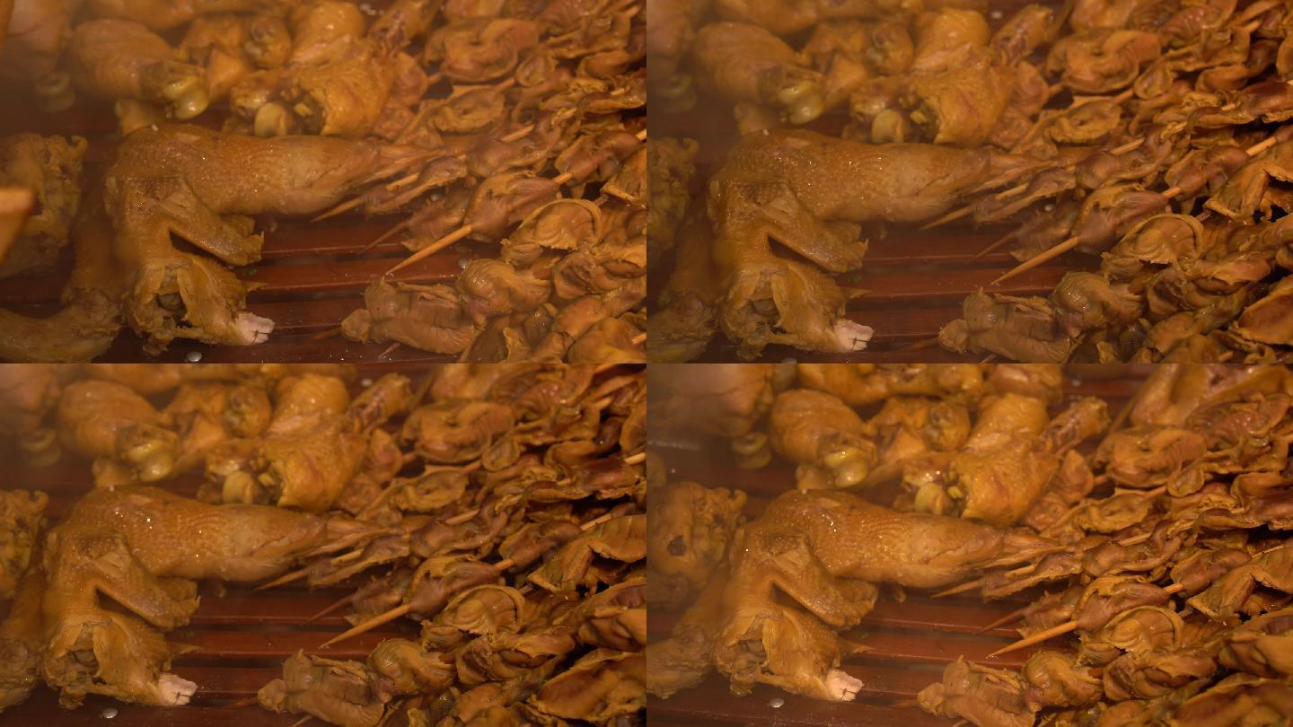 新疆乌鲁木齐大巴扎里的美食熏鸡腿鸡胗鸡爪