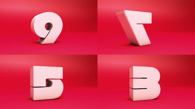 3D倒计时-块数红色