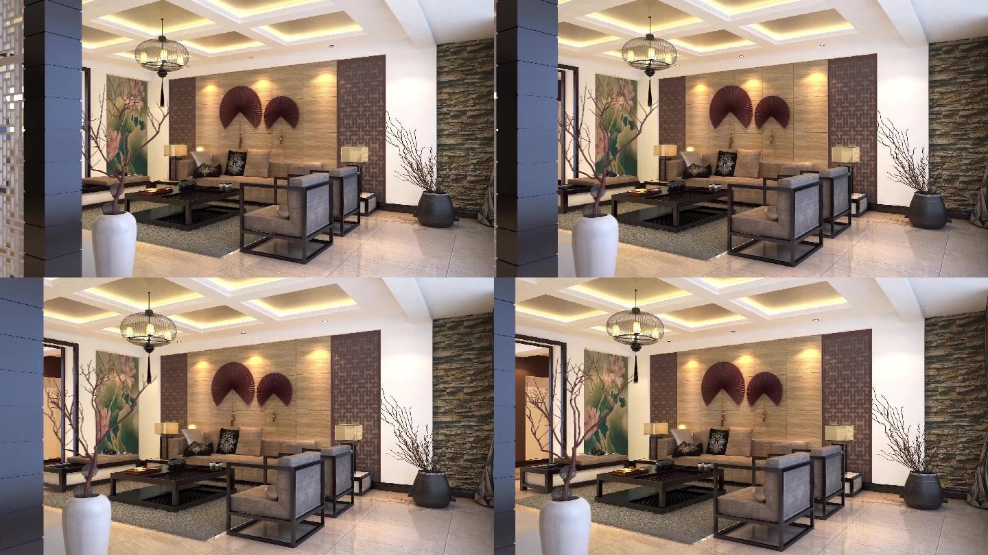 3D室内设计 中式设计 客厅
