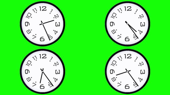 绿色背景前的时钟时钟时间