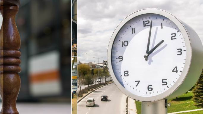 时钟拼贴交通时间推移旅游街道市场