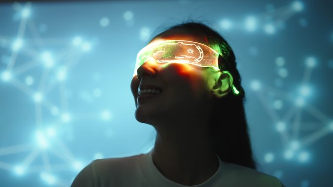 戴着眼罩的女人vrar科幻科技感看见未来