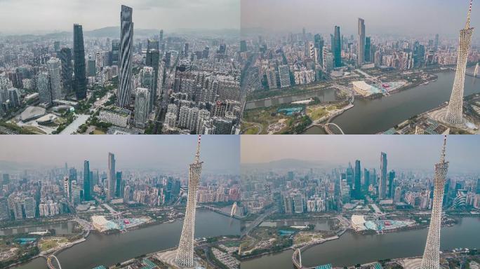 广州珠江新城CBD航拍延时摄影合集4K
