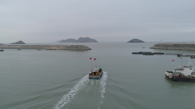海岛 大海 渔船 出海 岛  避风港