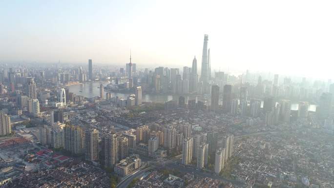 上海黄浦区疫情空镜航拍