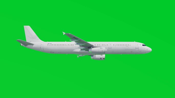 飞机在绿色屏幕背景上