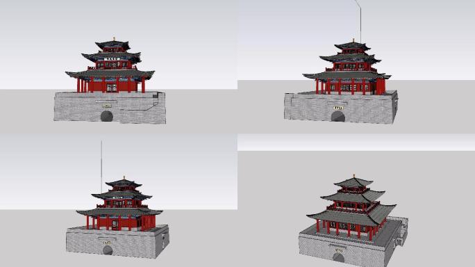 酒泉鼓楼三维建模su建模三维模型3d打印