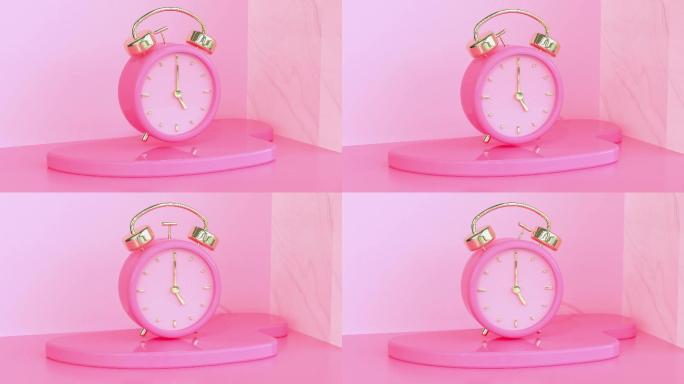 粉色闹钟3d渲染三维闹钟粉色闹钟