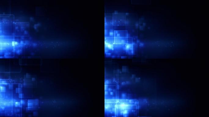 发光盒环蓝色背景粒子光效方块方框舞台动态