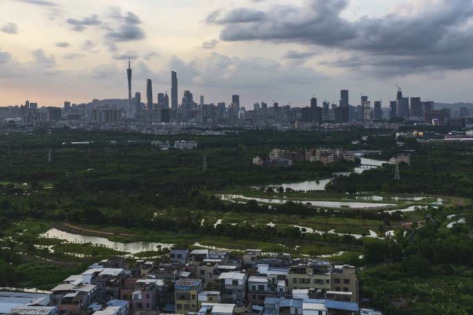 4K 广州断了的城延时摄影城市空镜素材