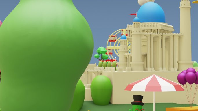 卡通少儿游乐场城堡热气球节目片头素材