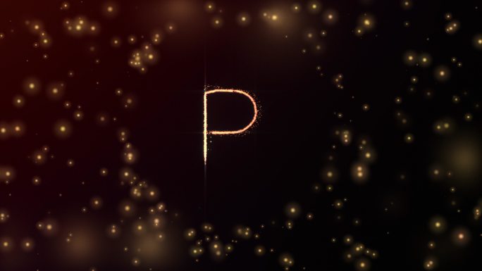 发光粒子形成字母P动画