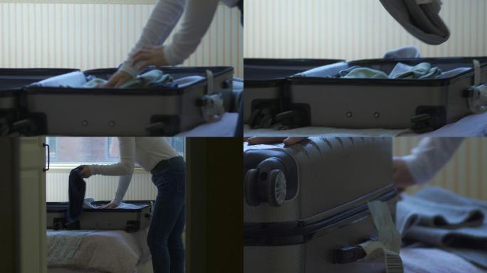 女人 整理行李箱 视频 素材