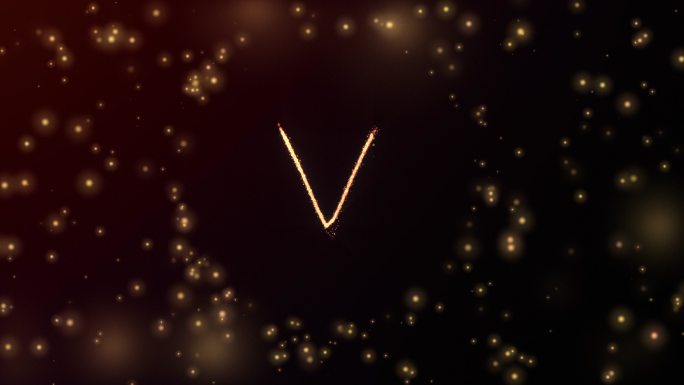 发光粒子形成字母V动画