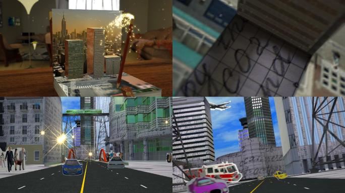 三维城市动画城市折叠动画特效三维立体城市