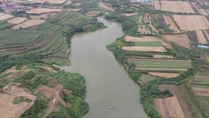 陕西 岐山 水库 航拍