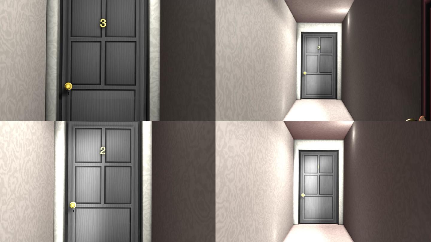 开门动画3d动漫房间房门视频素材