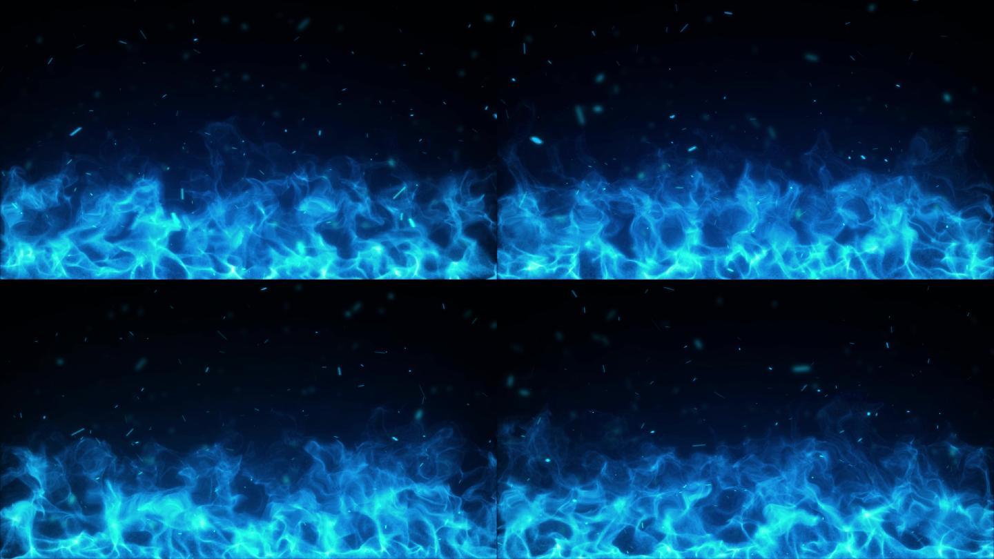 冰蓝火特效-无缝循环带透明通道