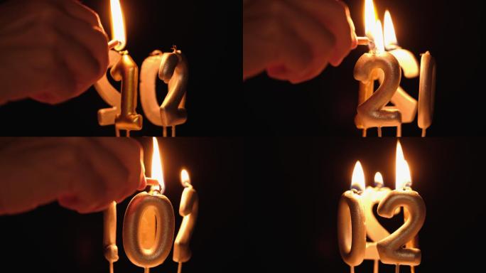 点燃2021蜡烛生日蜡烛迎接新年圣诞节烛