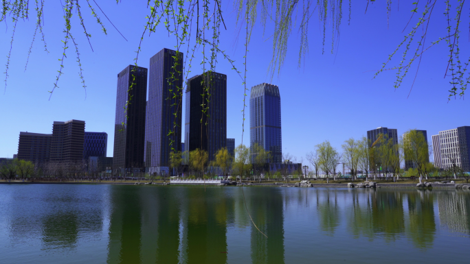 4K城市春天公园春暖花开