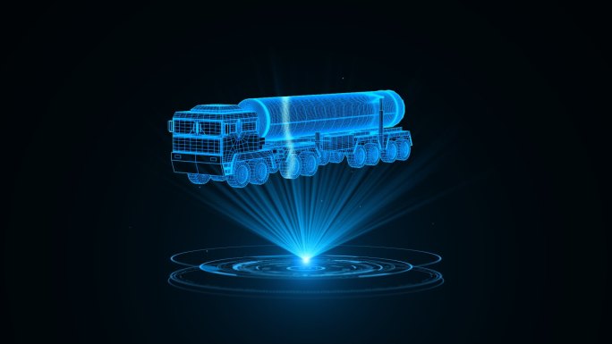 蓝色线框全息科技洲际弹道导弹动画带通道