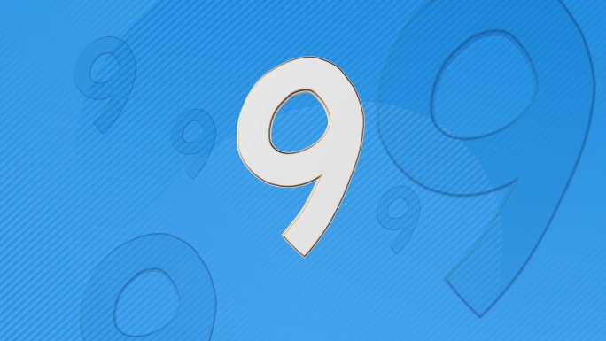 蓝色背景前的数字阿拉伯9九大板块计时计数