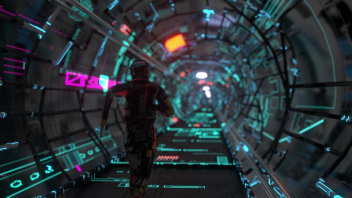 空间入口隧道故障模型城市科幻风赛博朋克风