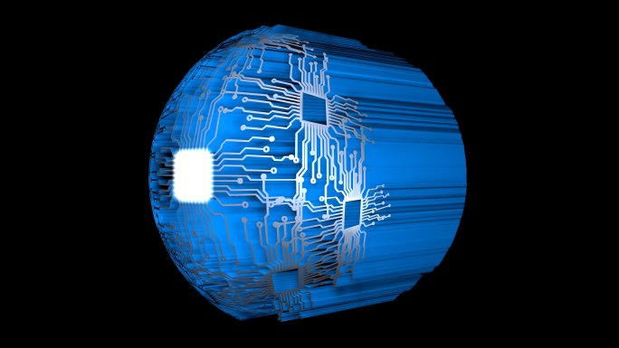 蓝色球体芯片电子元件集成电路电路板