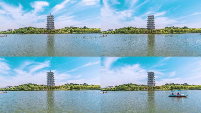 陕西省西安市长安塔古建筑延时摄影