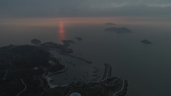 海岛 大海 岛 避风港 港湾 日出 红霞