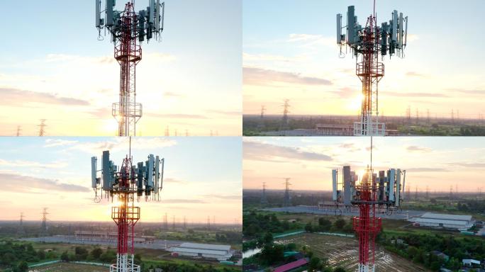 电信天线、5G、无线电的鸟瞰图